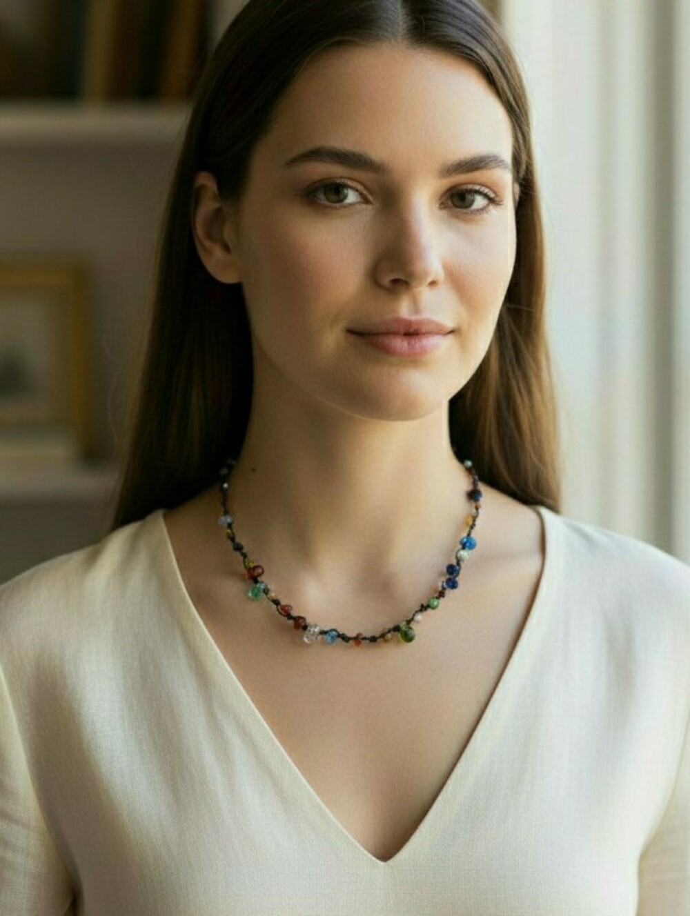 Assorted Glass Beads with Multi Colors Necklace